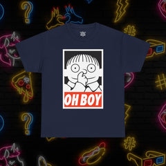 Funny Unisex Heavy Cotton Tee - 'OH BOY' Graphic T-Shirt