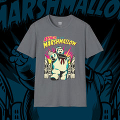 Attack of the Marshmallow Unisex Softstyle T-Shirt - Fun Graphic Tee for Movie Lovers