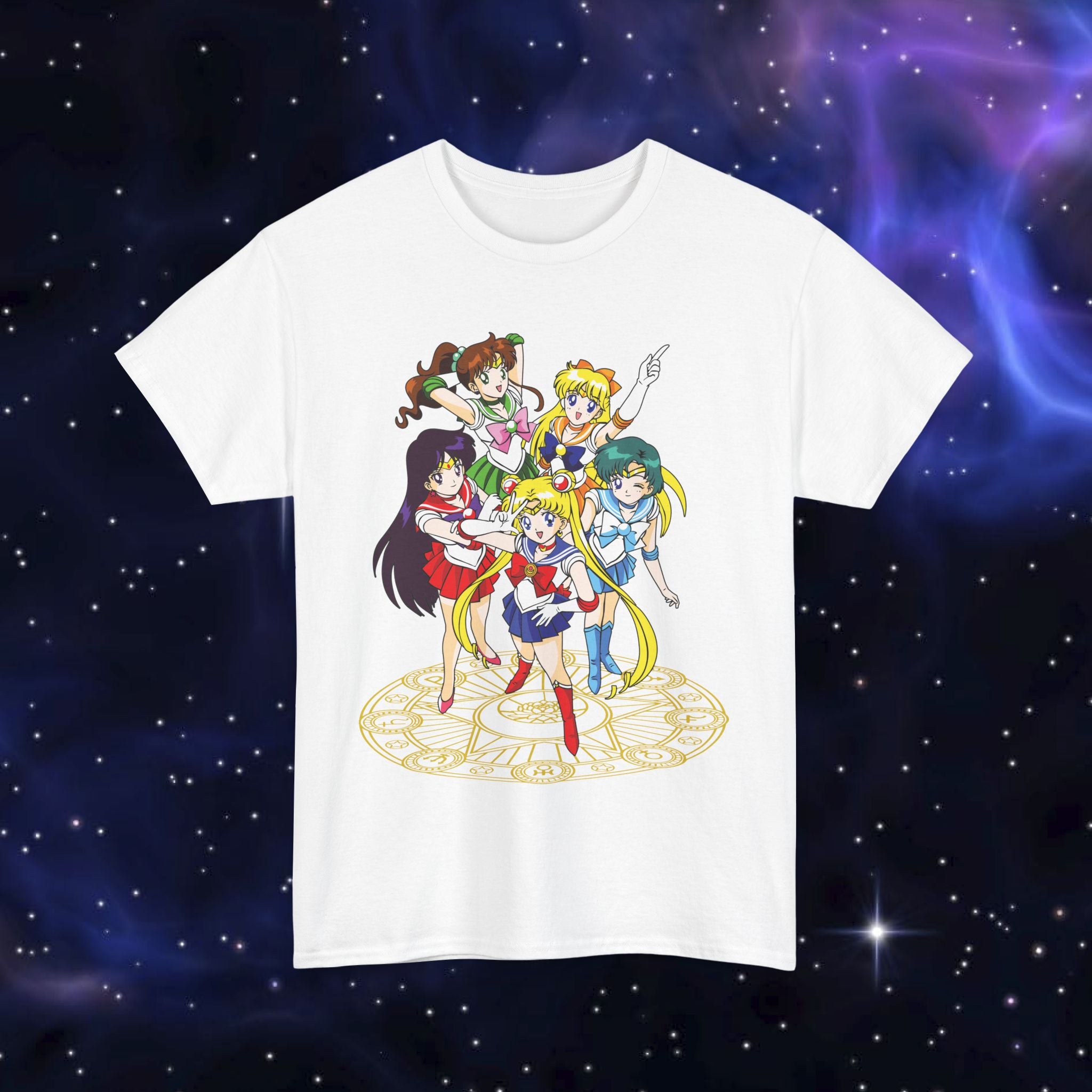 Anime-Themed Unisex Heavy Cotton Tee - Sailor Scout Design