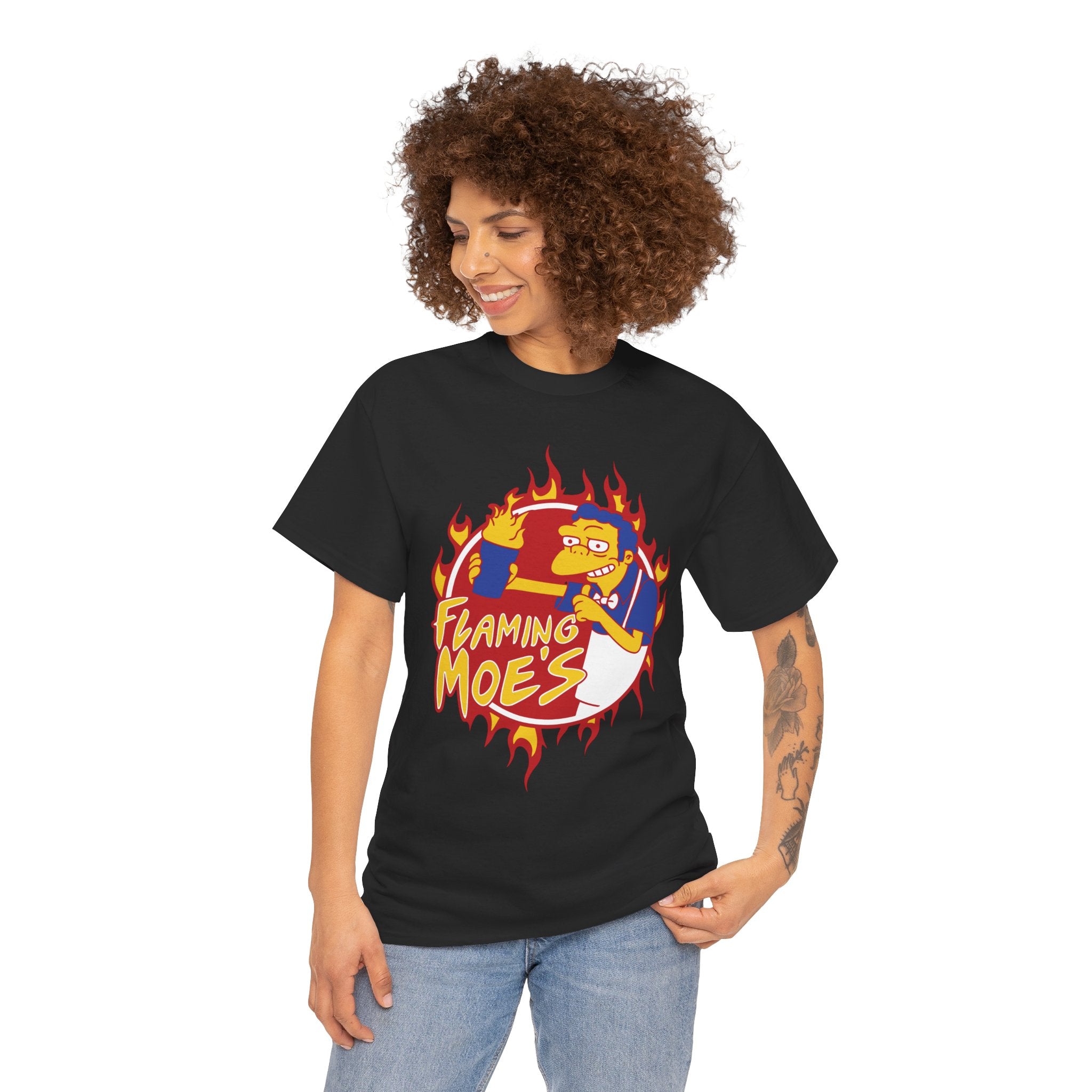 Flaming Moe's Unisex Heavy Cotton Tee - Fun Nostalgic T-Shirt for Fans