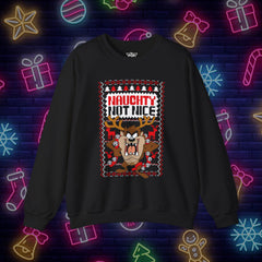 Naughty Not Nice Crewneck Sweatshirt - Funny Holiday Sweater for Christmas Celebrations