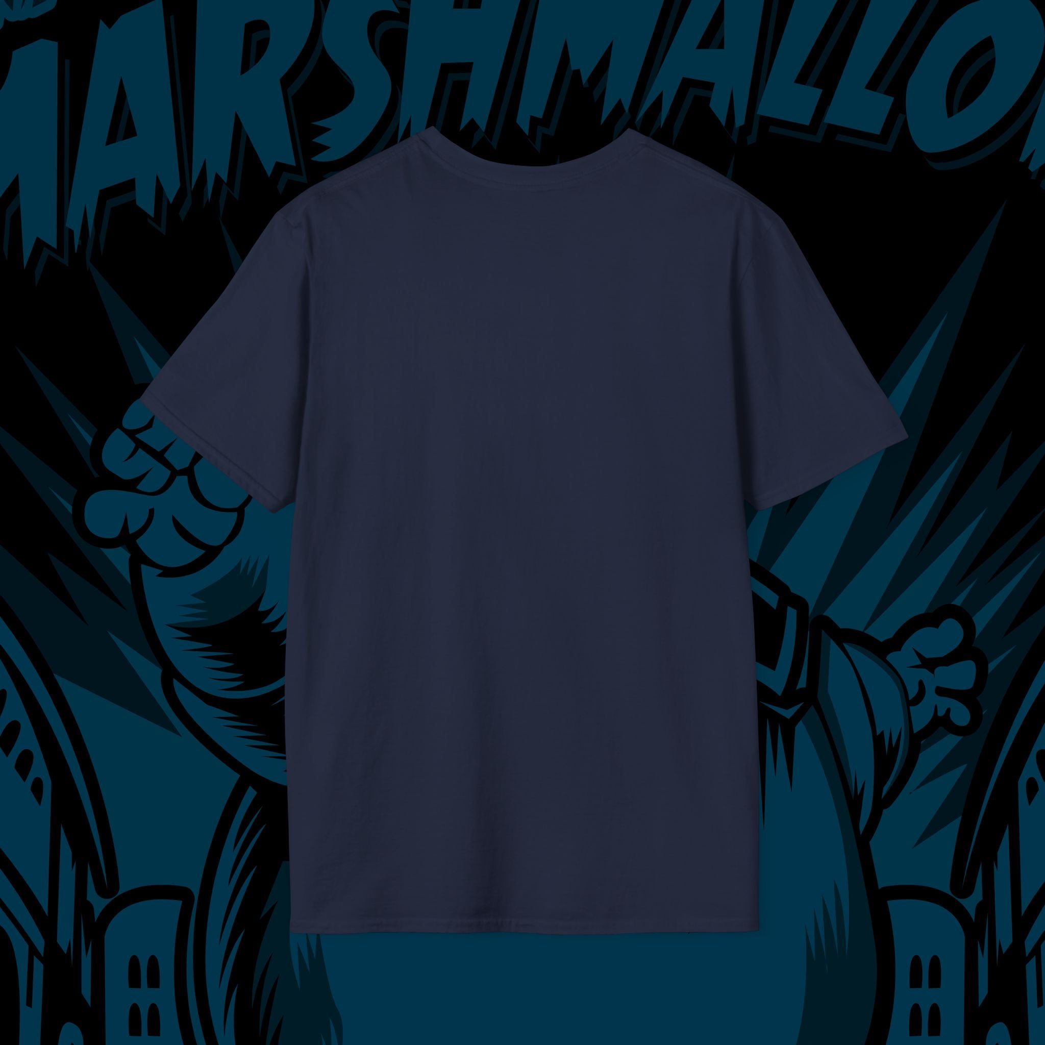 Attack of the Marshmallow Unisex Softstyle T-Shirt - Fun Graphic Tee for Movie Lovers