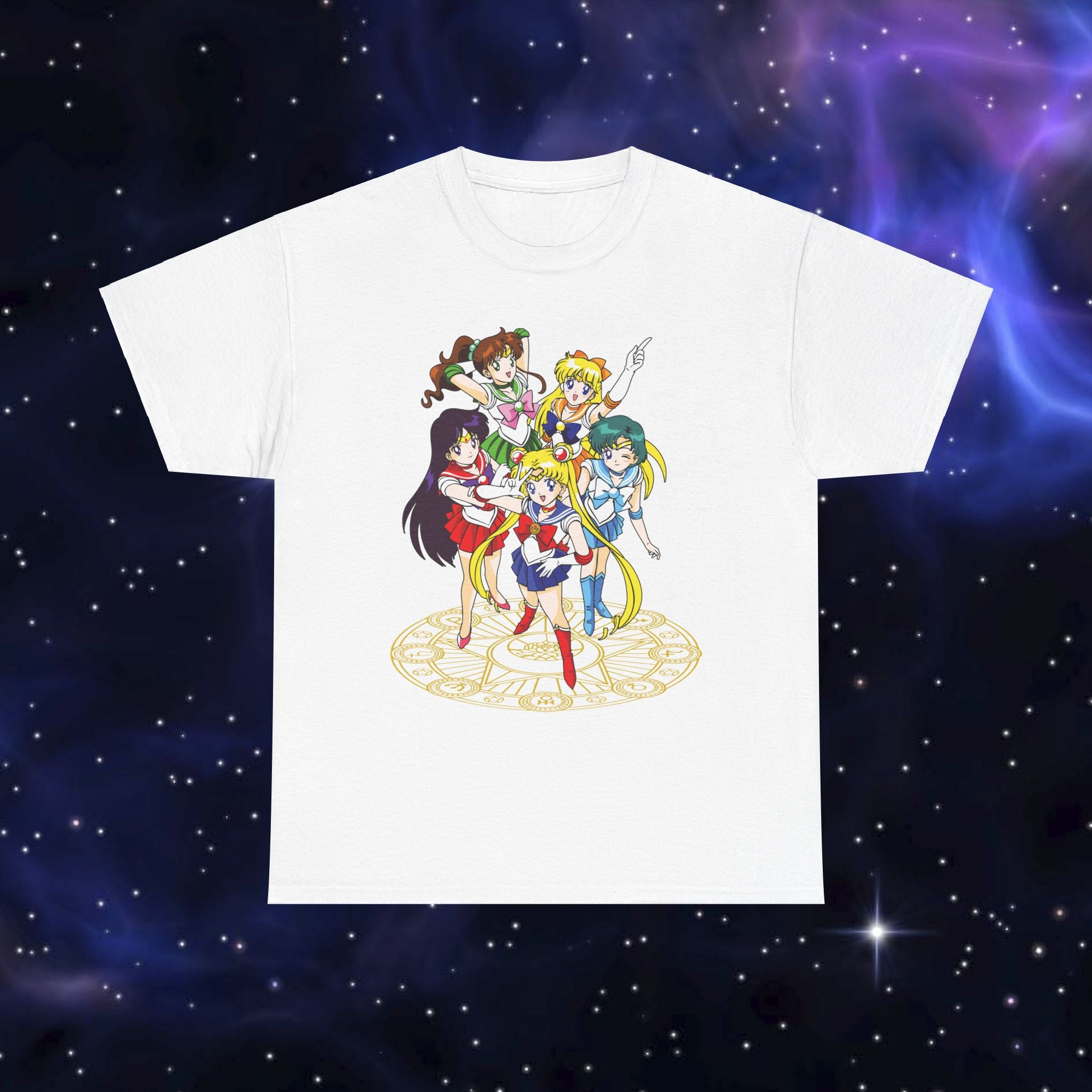 Anime-Themed Unisex Heavy Cotton Tee - Sailor Scout Design