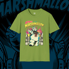 Attack of the Marshmallow Unisex Softstyle T-Shirt - Fun Graphic Tee for Movie Lovers