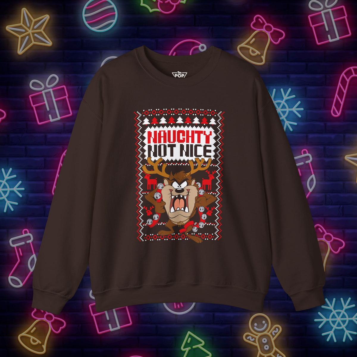 Naughty Not Nice Crewneck Sweatshirt - Funny Holiday Sweater for Christmas Celebrations