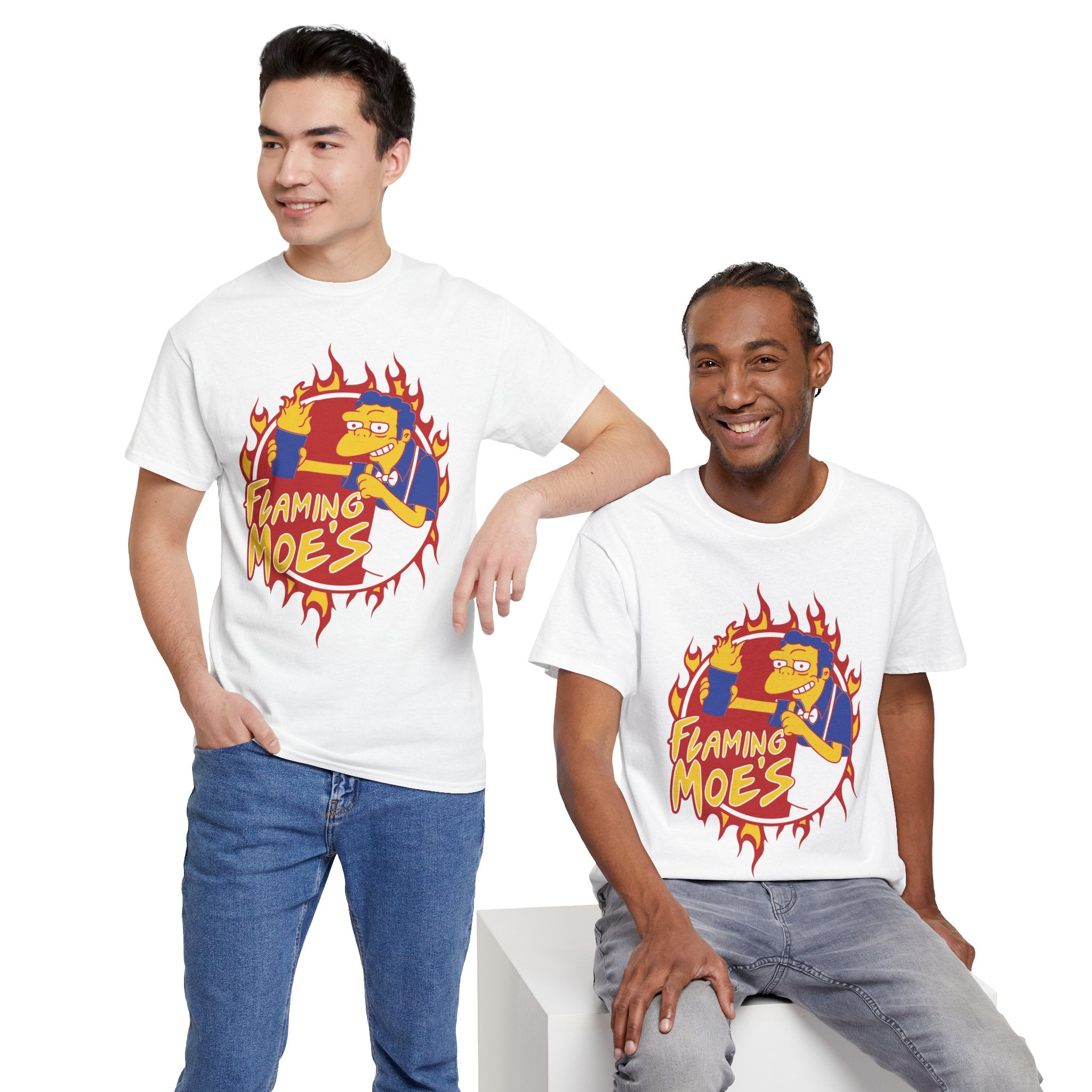Flaming Moe's Unisex Heavy Cotton Tee - Fun Nostalgic T-Shirt for Fans